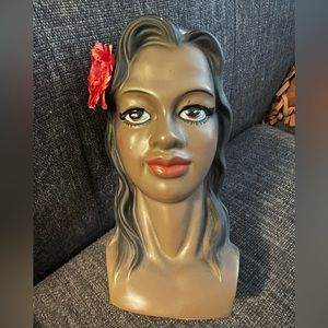 Vintage Hawaiian lady head with silk flower